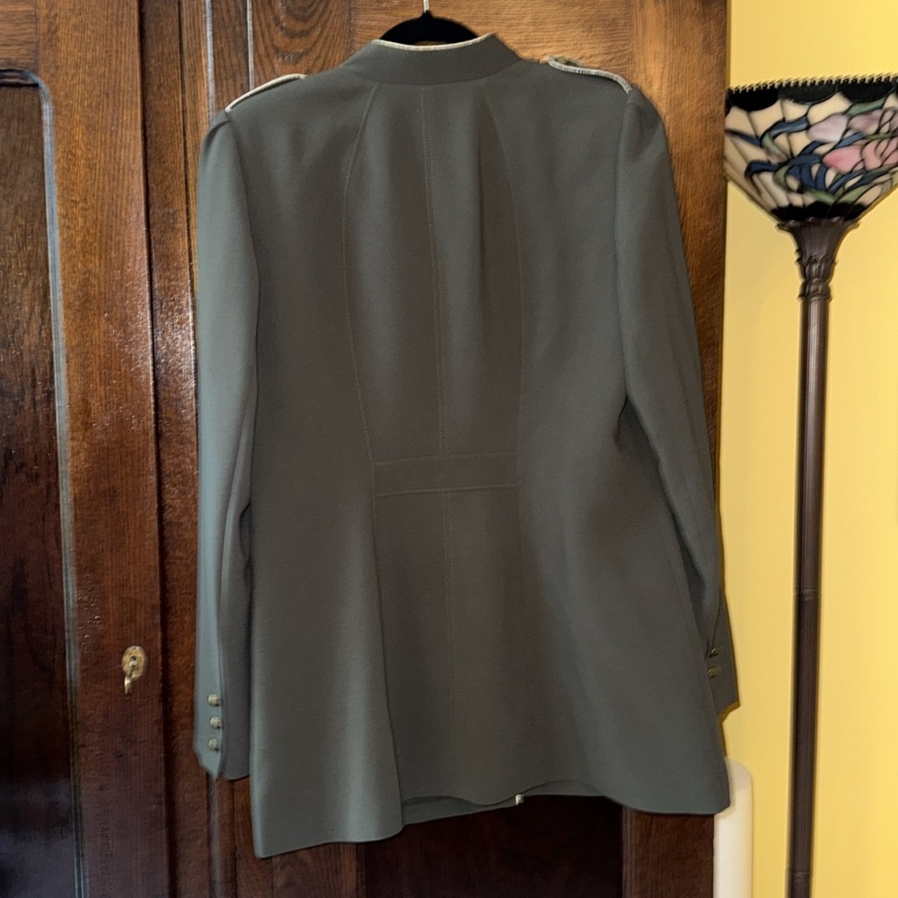 White House Black Market Olive Military Jacket with Metallic Gold Detailing - Picture 3 of 11